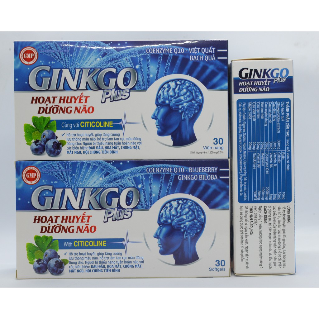Ginkgo Plus Hộp 30 Viên - An Thần Chống Đau Đầu Mất Ngủ
