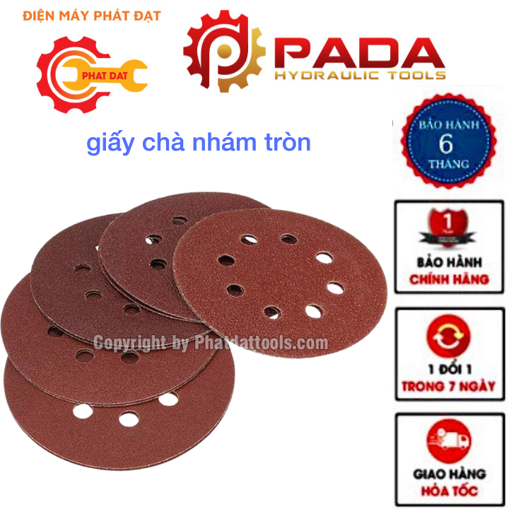 Hộp 100 tờ giấy chà nhám tròn các size 125mm-180mm-230mm-độ nhám p40-p240