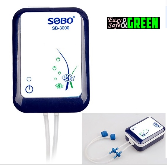Máy oxy TÍCH ĐIỆN 2 vòi SOBO SB 3000 cho hồ cá