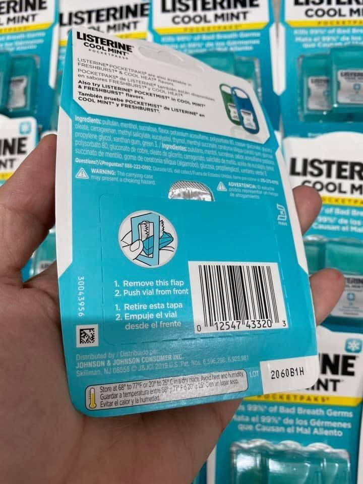 Set Vỉ ngậm thơm miệng Listerine 3 Miếng Bạc Hà