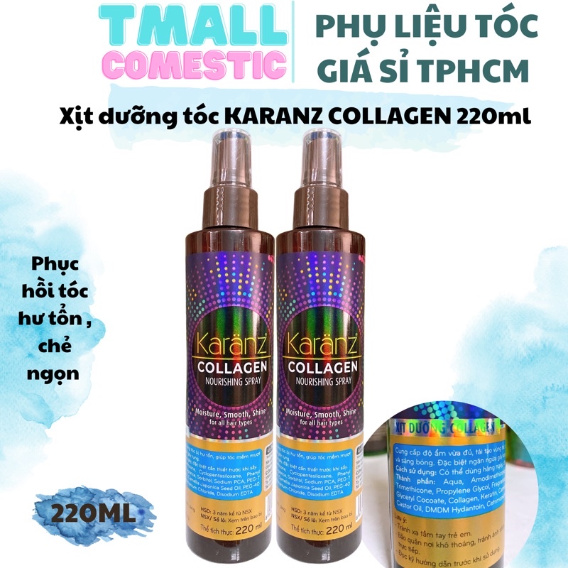 Xịt dưỡng tóc collagen karanz 220ml nourishing spray moisture smooth shine