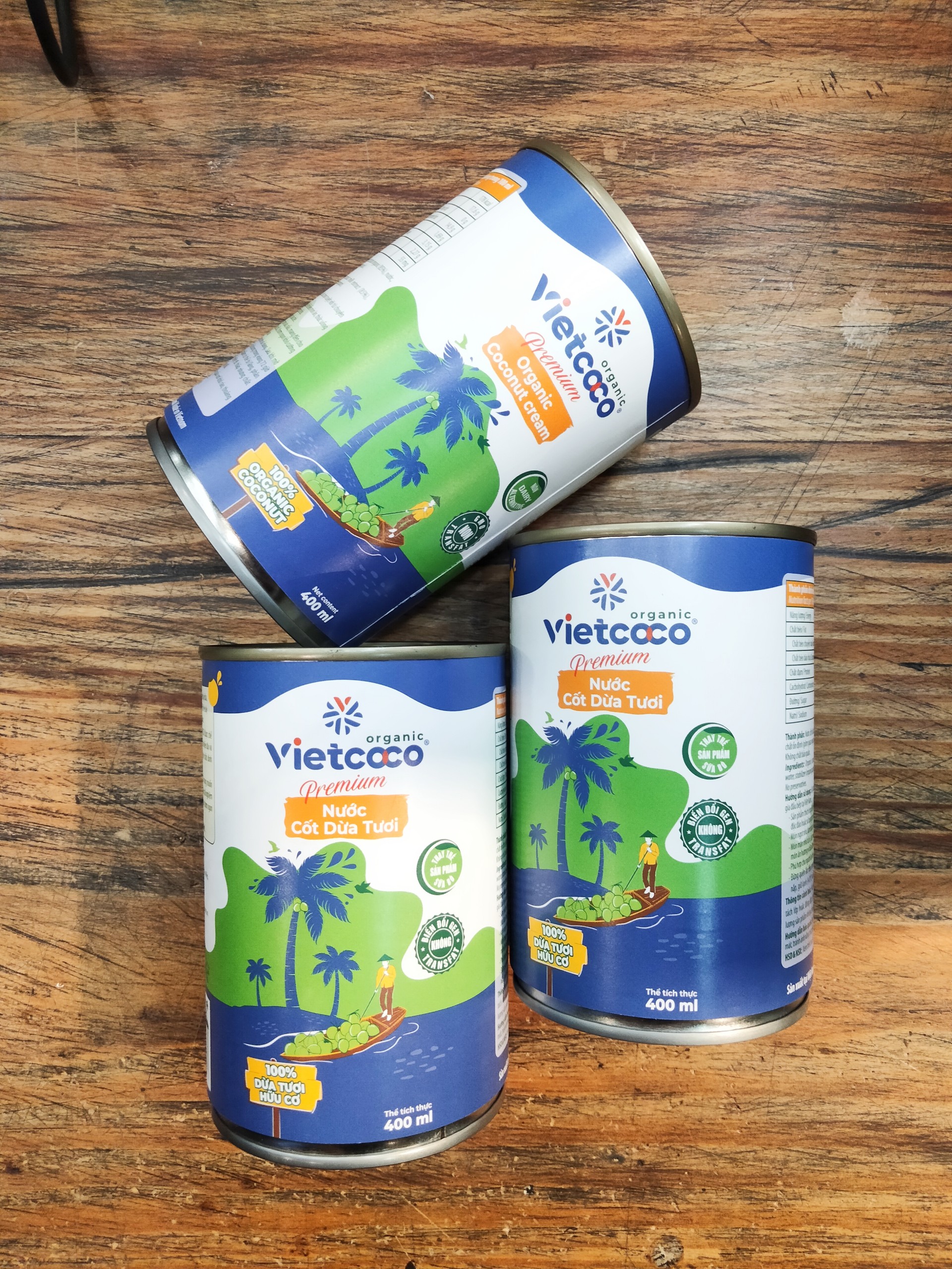 Nước cốt dừa tươi Premium Organic VIETCOCO - Lon 400ml - Leafhouse hcm