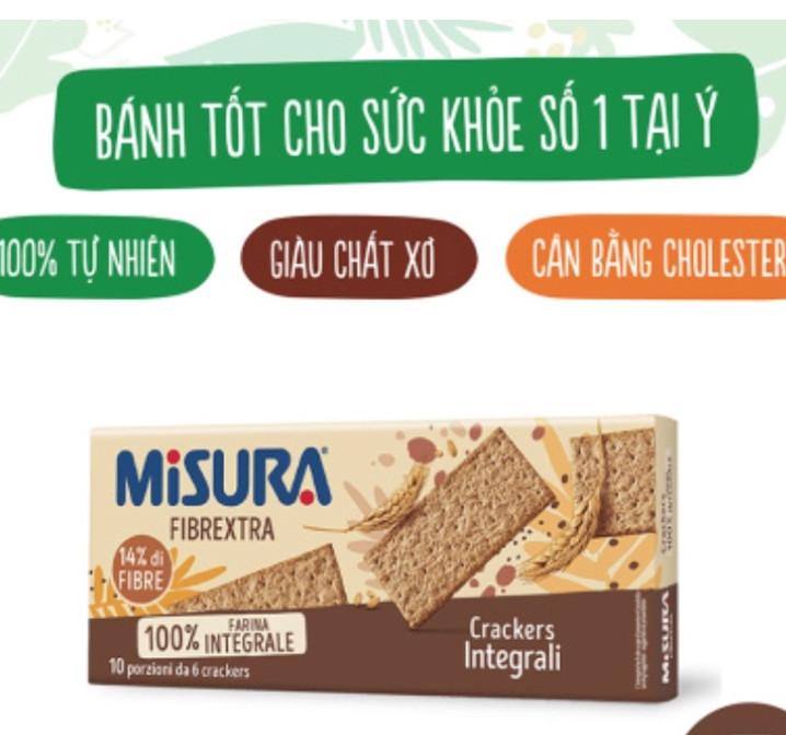 Bánh Crackers Lúa mì nguyên cám Misura 385g - Ý