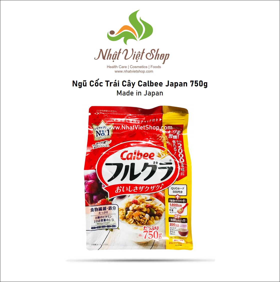 Ngũ cốc trái cây calbee nhật 750g - bịch đỏ