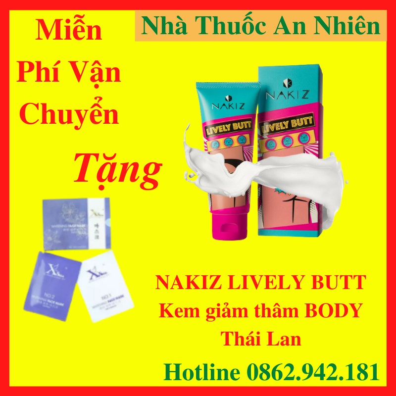 Kem nakiz lively butt bôi thâm / mụn vùng mông/ bẹn/ nách/ cổ/ lưng/ khủy tay/ đầu gối - hỗ trợ rạn da bụng/ đùi/ mông - an001