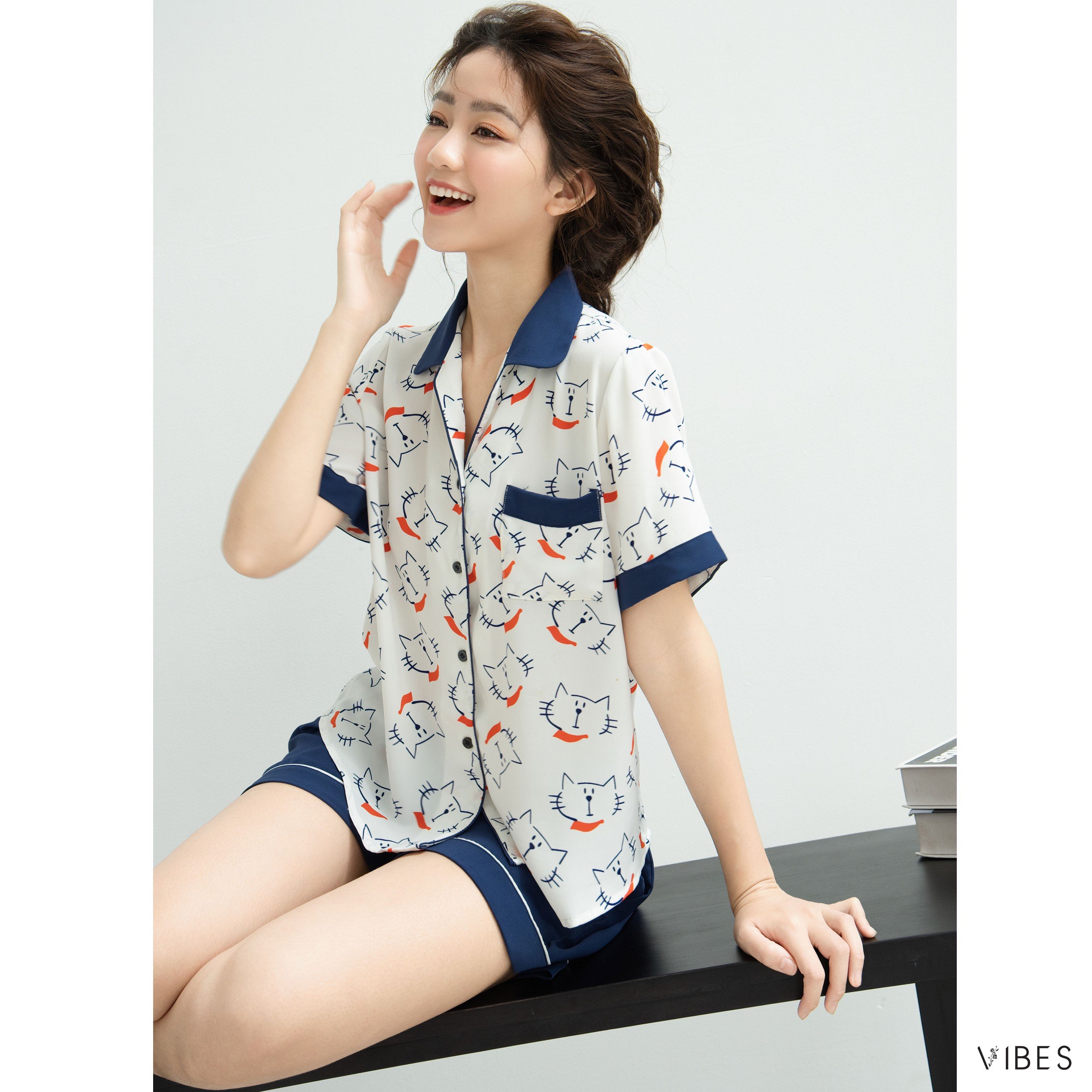 VIBES Pijama ngắn Cat Py Set