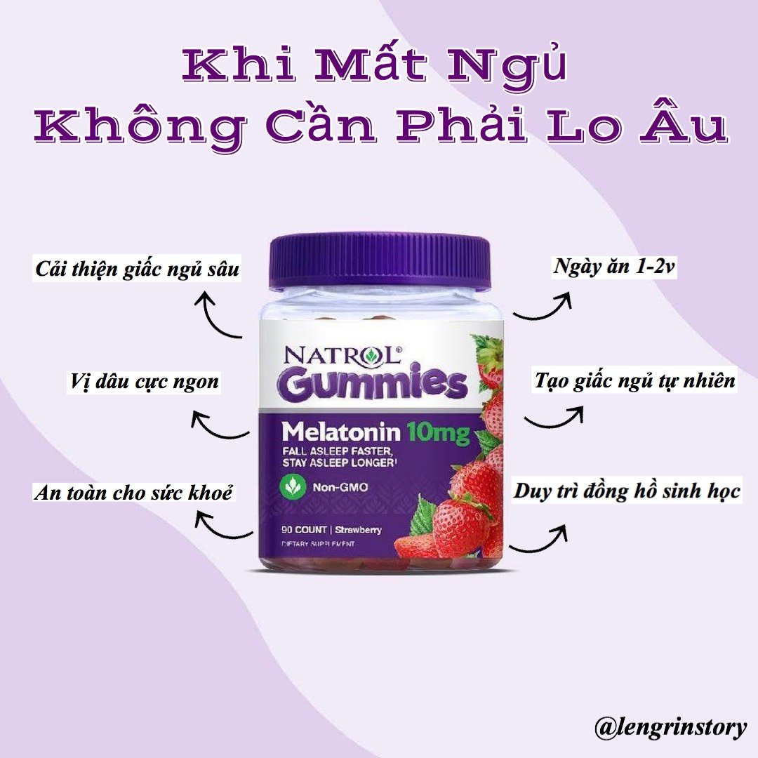 [HCM][90 VIÊN] Kẹo ngủ Natrol Melatonin Gummies 10mg