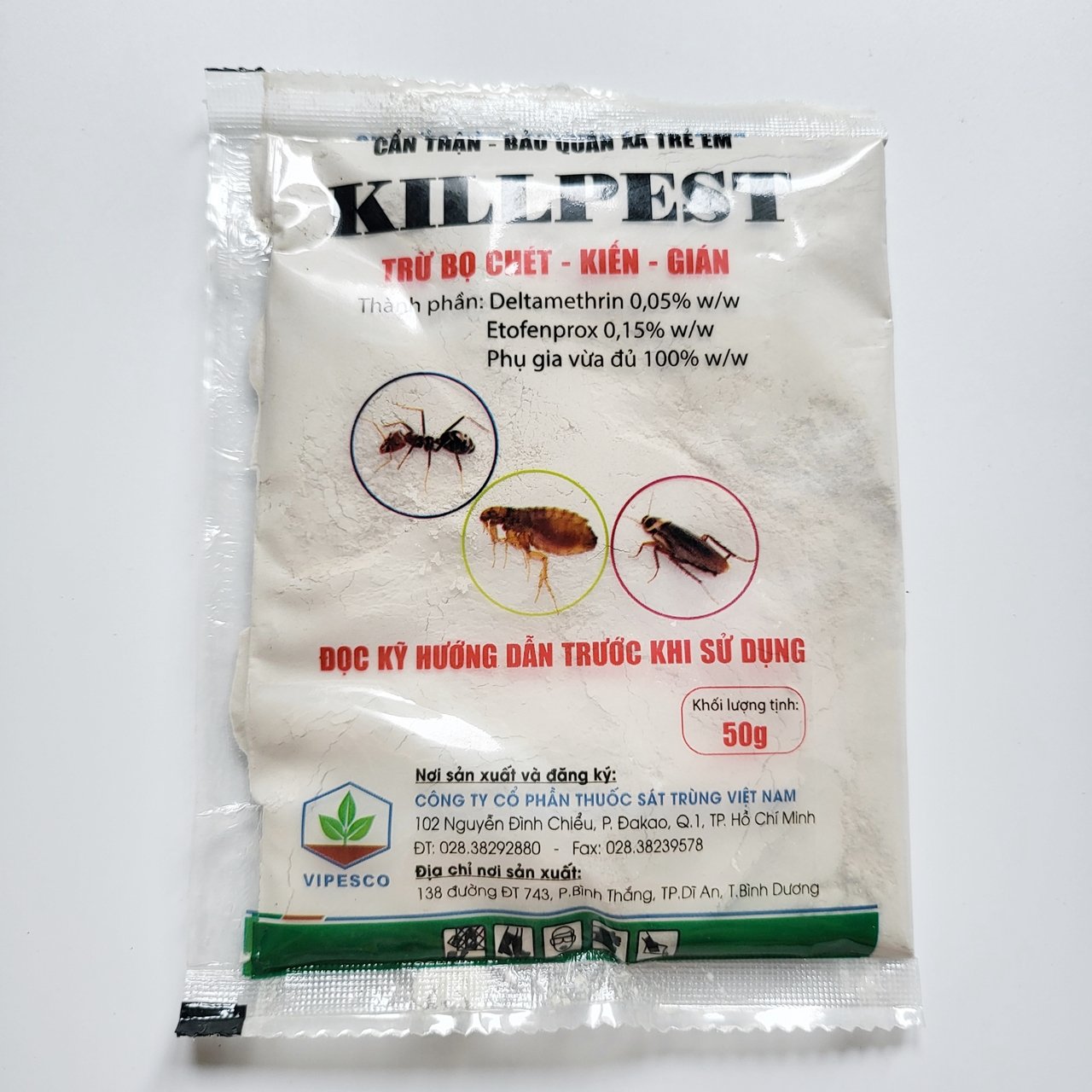 Thuốc Trừ Kiến Bò Chét Và Các Loại Côn Trùng Killpest (Goi 50gr)