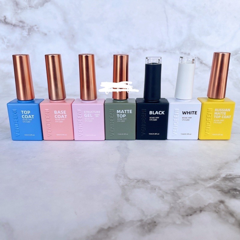 sơn gel top base cứng móng top lì ko lem trắng đen vendeeni