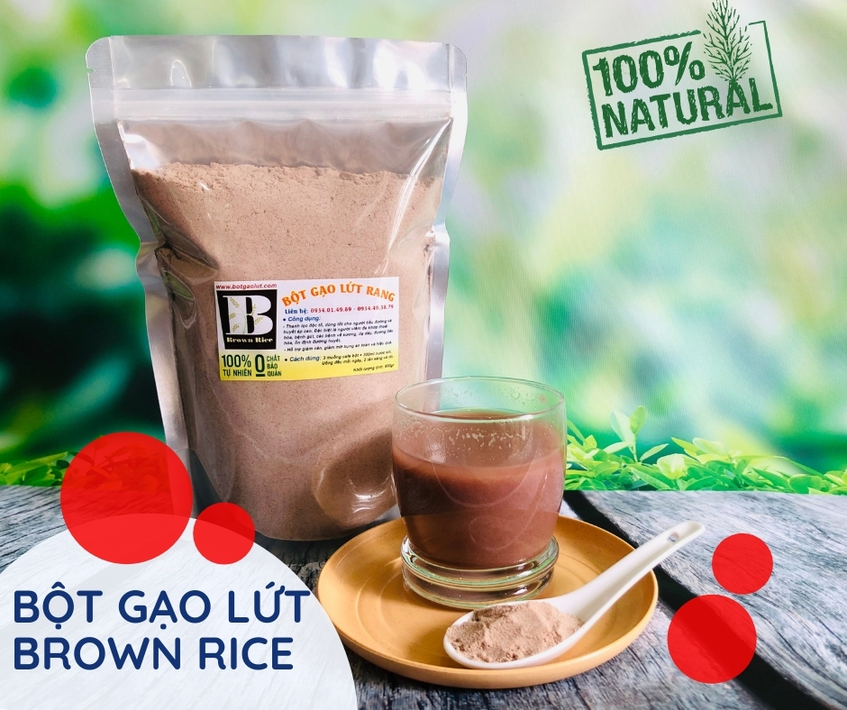 Bột gạo lứt giảm cân Brown Rice (Túi 800gr) Rang tay thực dưỡng