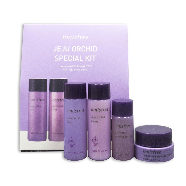 [HCM]Bộ 4 Sản Phẩm Dùng Thử Skin & Lotion & Essence & Cream Dưỡng Ẩm Chuyên Sâu Innisfree Orchid Special Kit