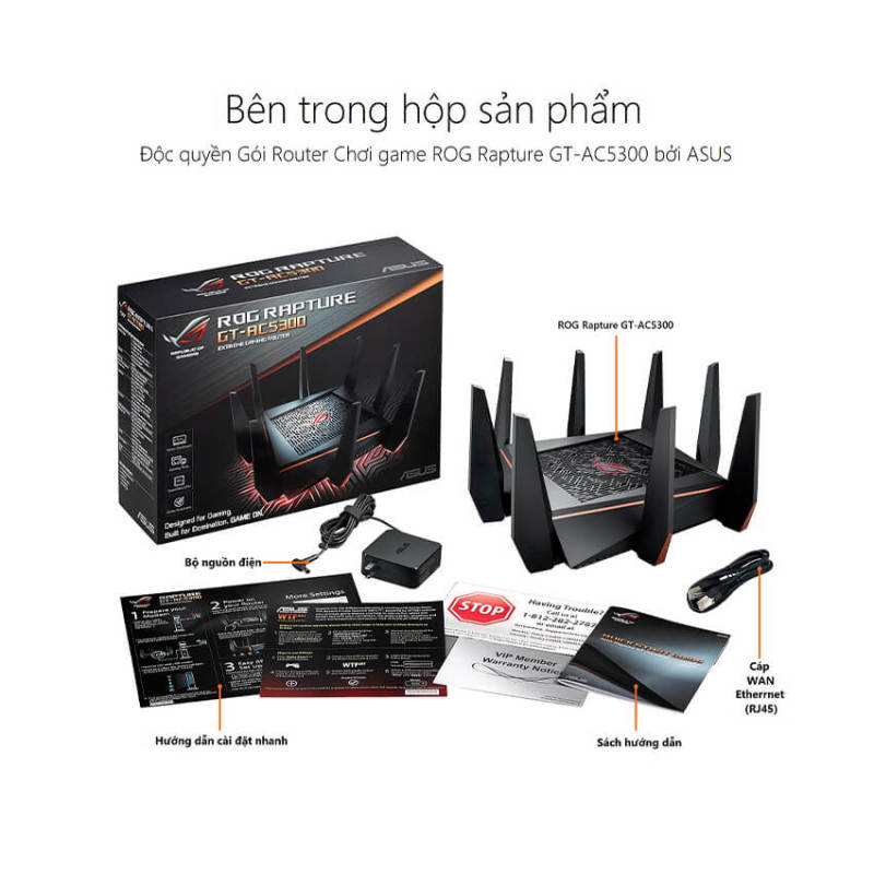 Bảng giá Bộ phát wifi ASUS ROG Rapture GT-AC5300 Wireless Tri-Band Gigabit Router (new full box) Phong Vũ