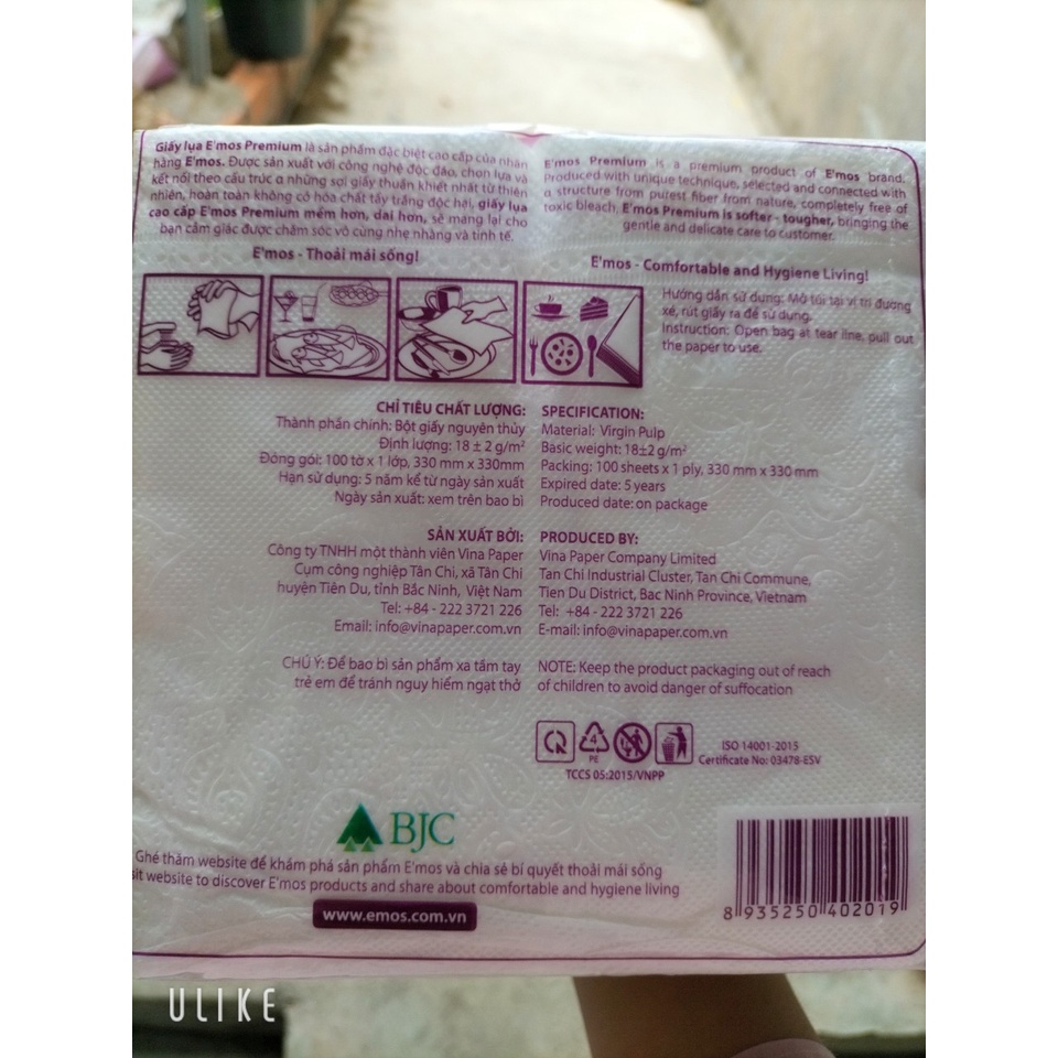 Khăn giấy ăn cao cấp E'mos ( combo 10 bịch )