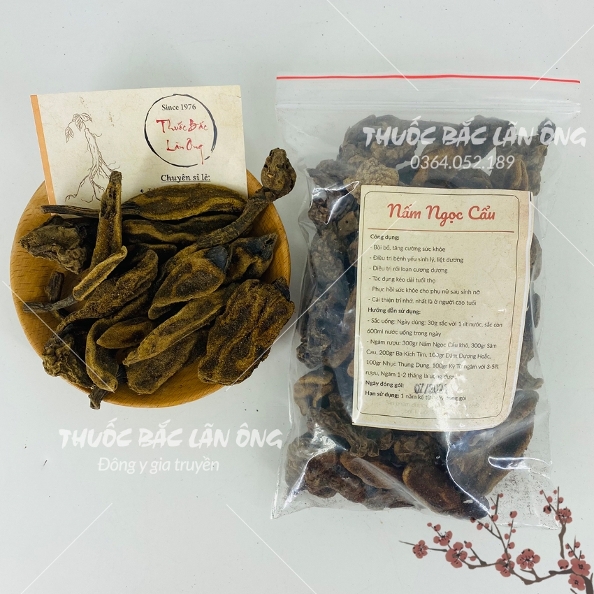 Nấm ngọc cẩu 500g, khô, sạch, nguyên búp - Lãn Ông