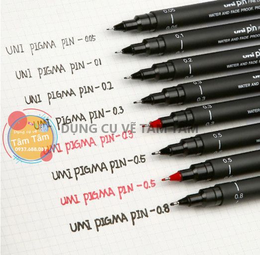 Bút Vẽ Kỹ Thuật Uni Pin, Bút Line Đi Nét Uni Pin Màu Xanh Dương Và Uni Pin  Màu Đỏ-Dụng Cụ Vẽ Tâm Tâm - Mixasale