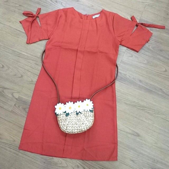 [HCM]Đầm cam đất xếp li (kèm hình thật)
