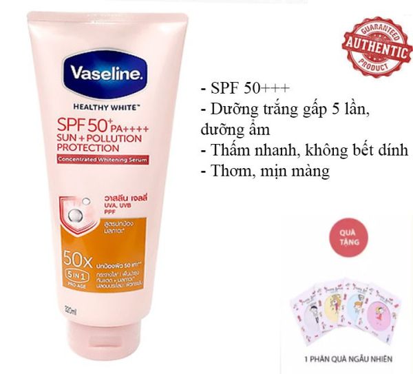 Sữa Dưỡng Thể Trắng Da Vaseline 50x SPF 50 PA++++ Thái Lan, Dưỡng Trắng Gấp 50 Lần, Dưỡng Ẩm, 320ml