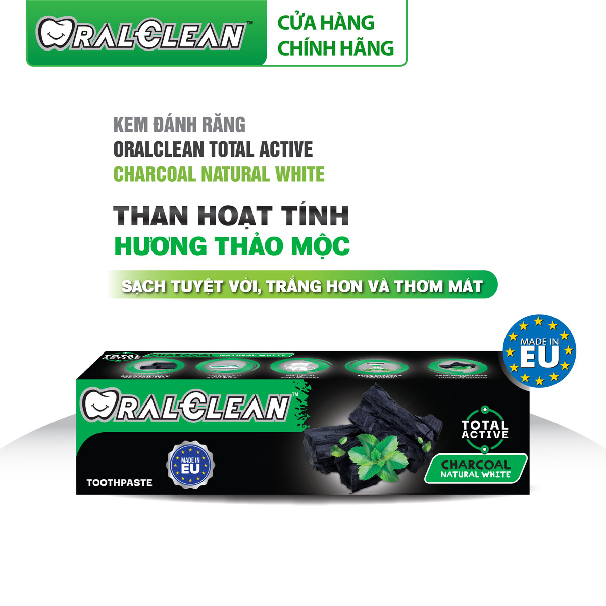 Kem đánh răng Oral-Clean Charcoal Natural White 100ml