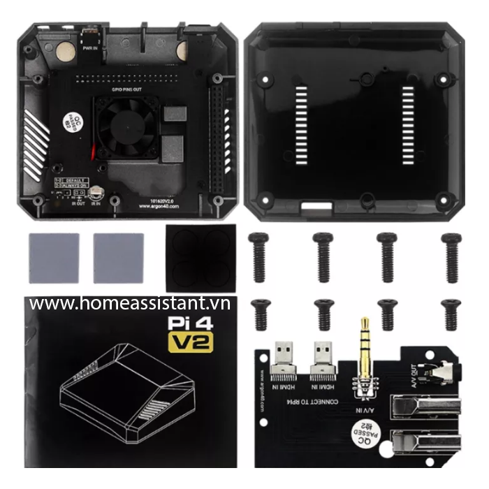 Vỏ Case Nhôm Cho Máy Tính Mini Raspberry Pi 4 Argon One V2