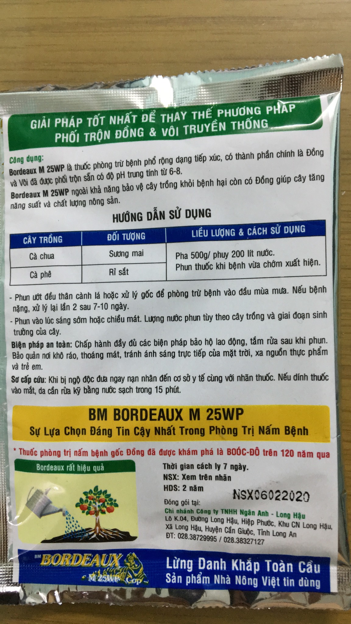 Chế phẩm trừ nấm bệnh Bordeaux BÓC ĐÔ  25WP gói 25gr