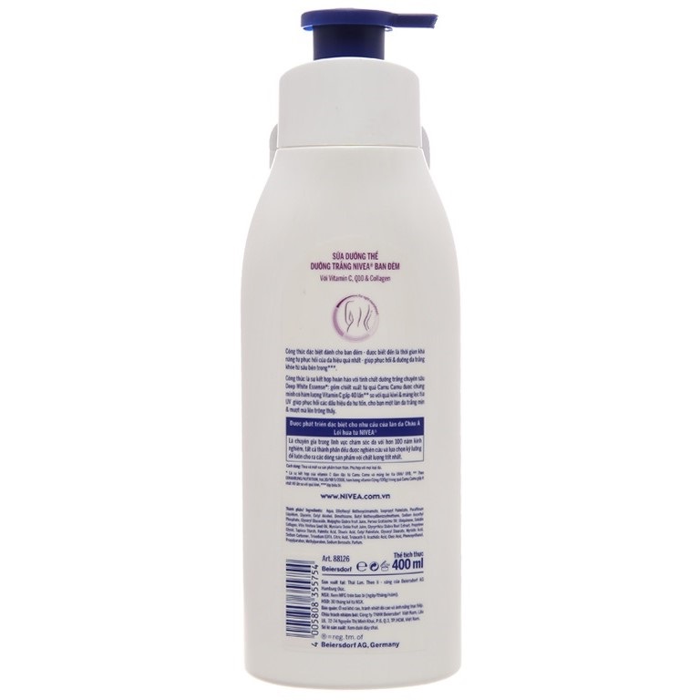 [HCM]Sữa Dưỡng Thể Trắng Da Nivea Ban Đêm 400ml