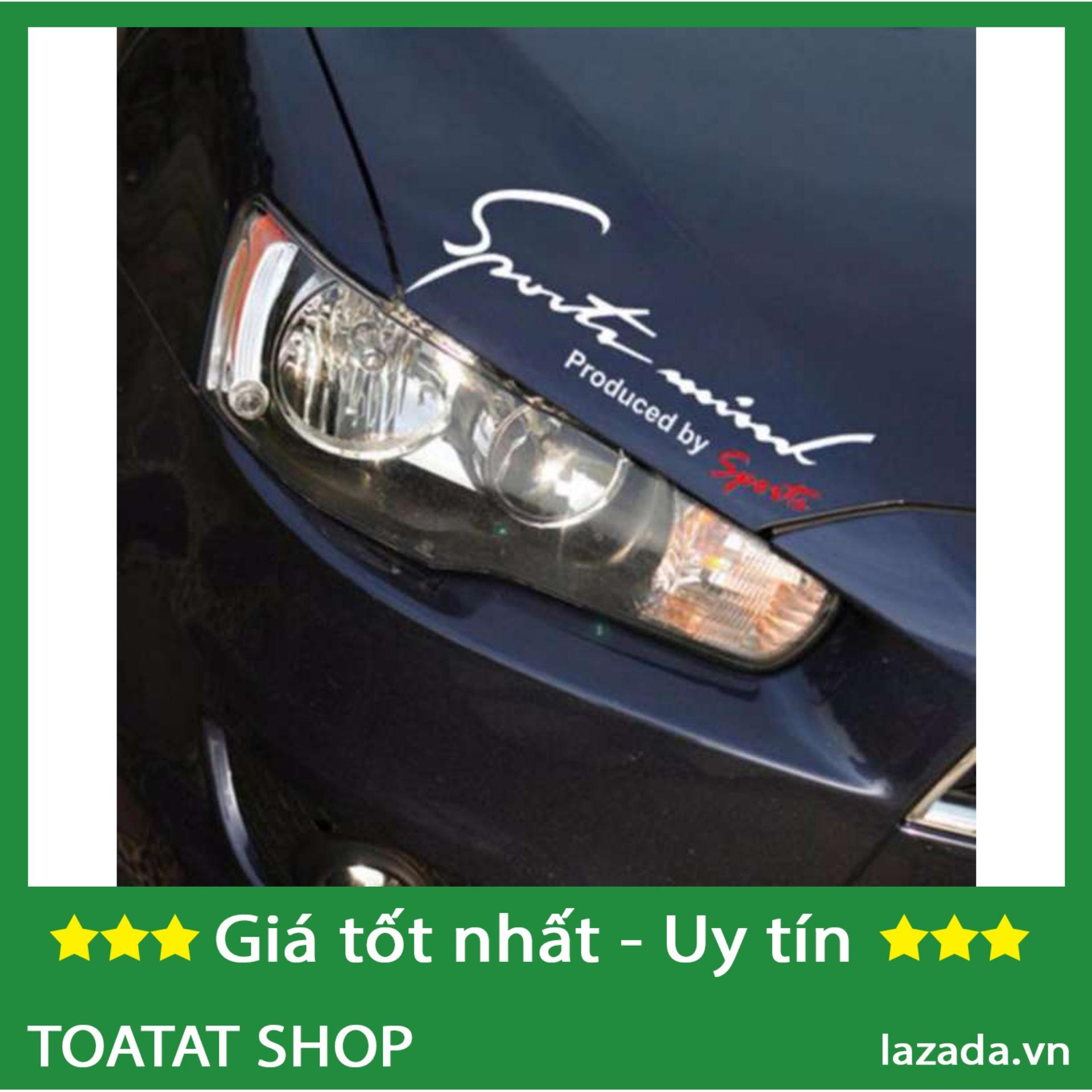 Tem dán Sport mind lên nắp capo xe hơi (Trắng)