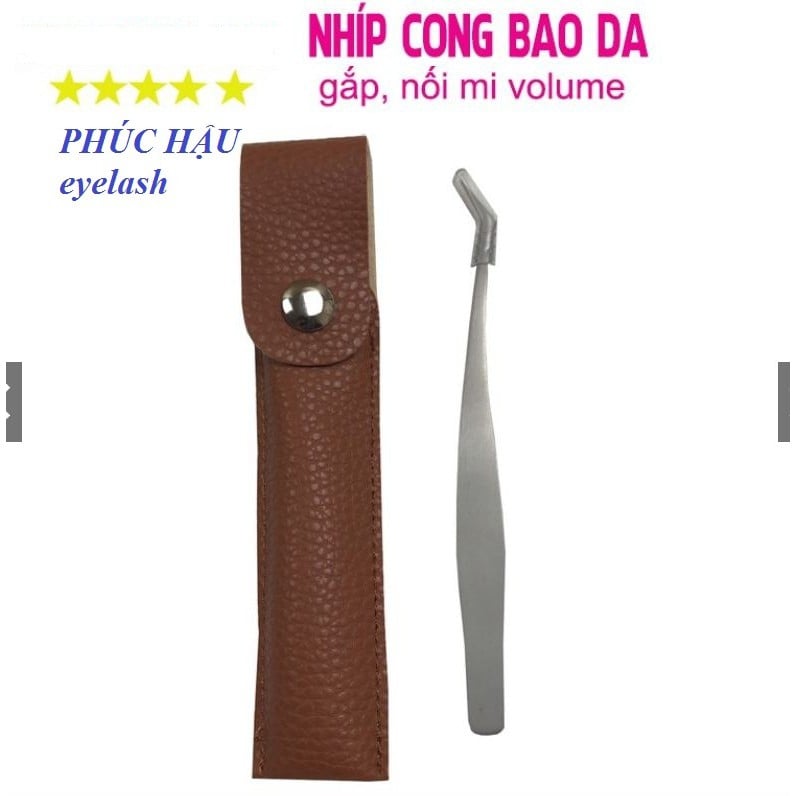 Nhíp cong 45 độ, nhíp cong bao da nối mi volume