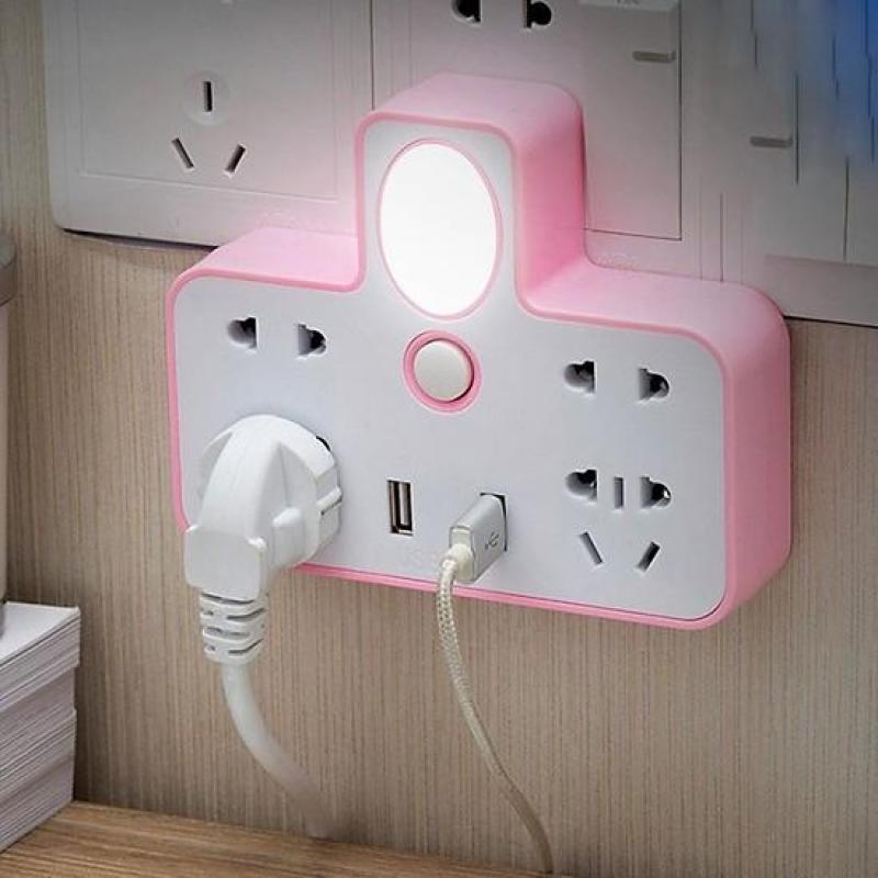 [ SIÊU KHUYỂN MÃI ] Phích cắm điện 4 ổ điện kèm đèn ngủ và cổng USB sạc điện cho gia đình, văn phòng.... Ổ điện phát sáng có cổng kết nối USB giá rẻ