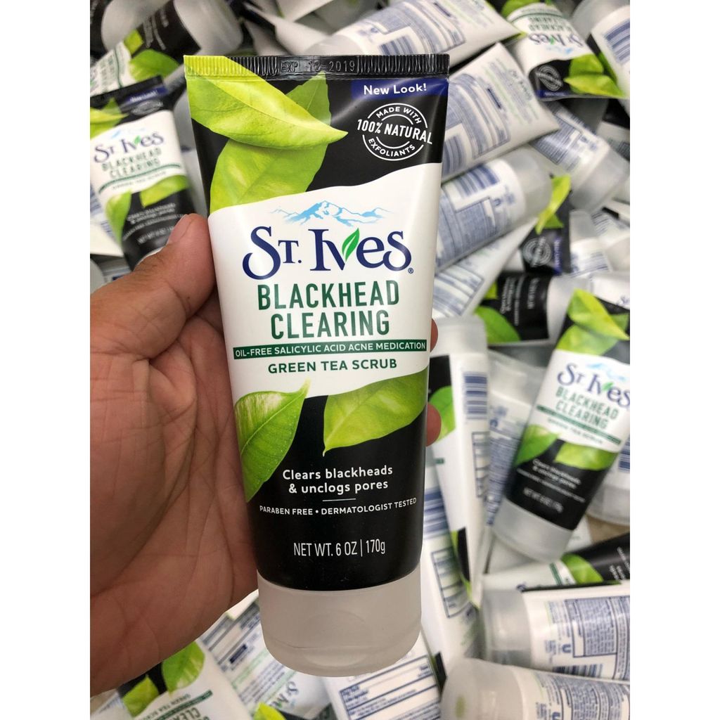 [HCM]Rửa mặt sạch mụn đầu đen St Ives Blackhead Clearing Green Tea Scrub 170g