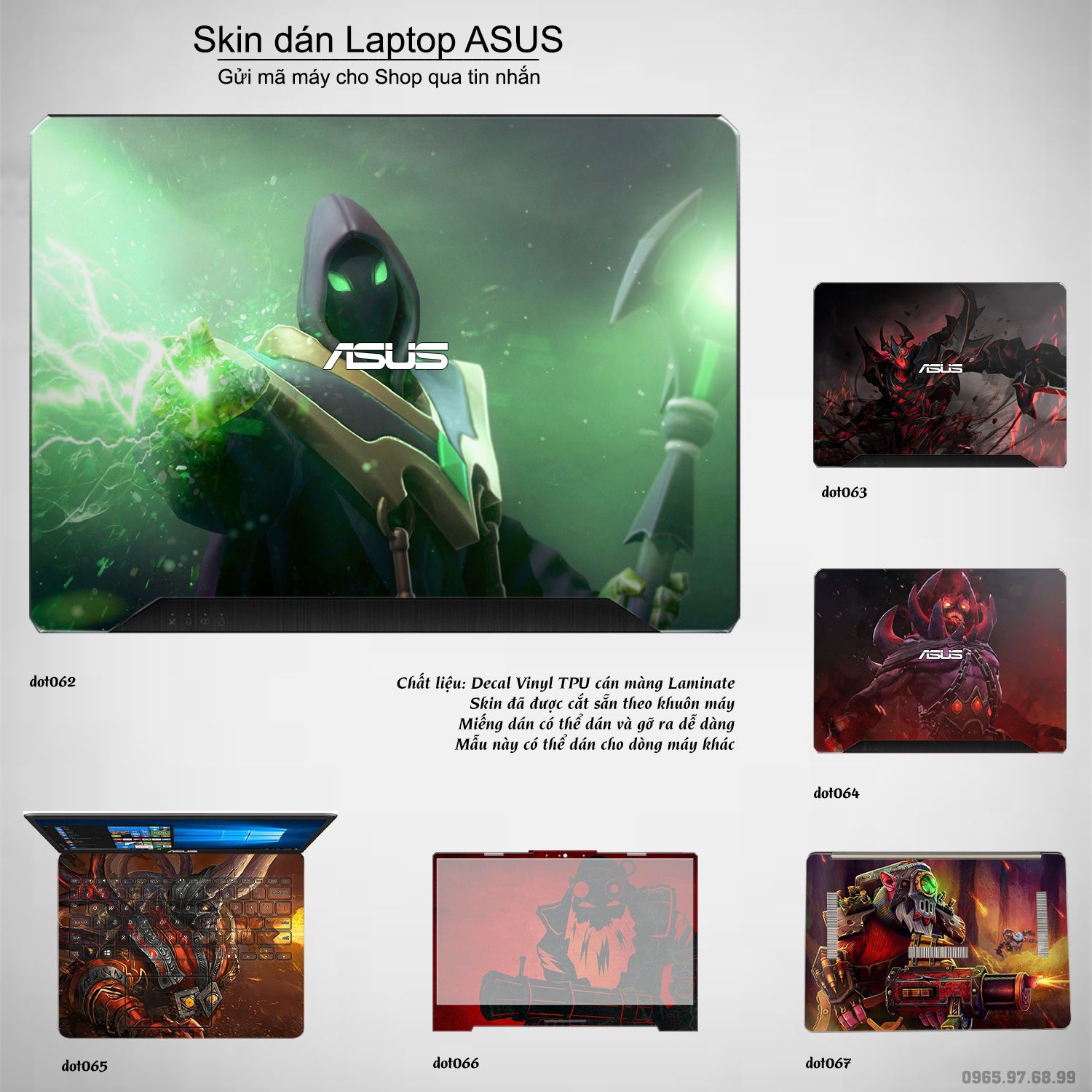 Decal Skin dán Laptop Asus mẫu Dota 2 (inbox mã máy cho shop)