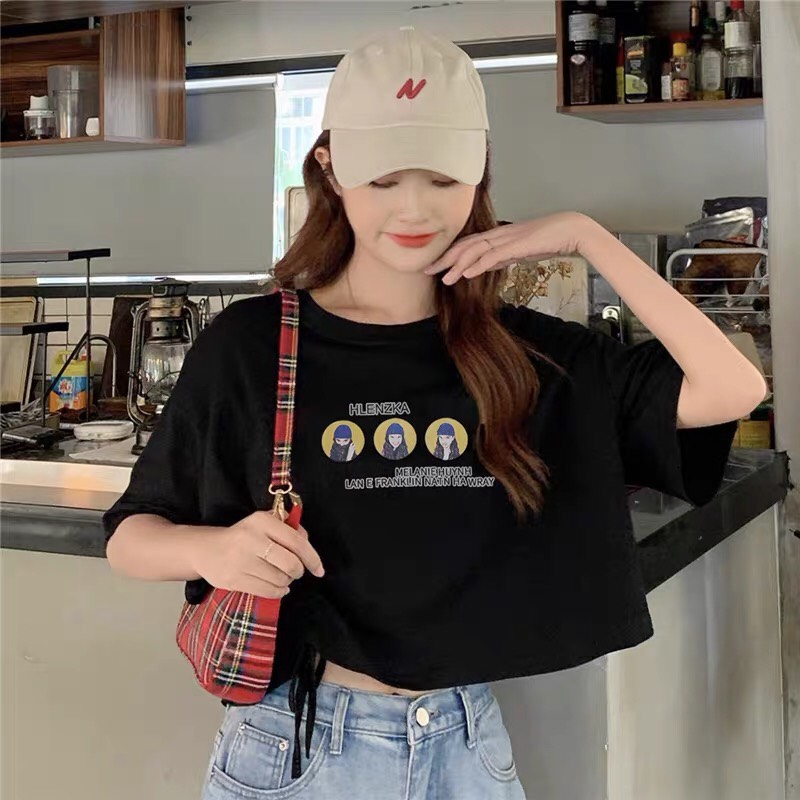 AÓ CROPTOP RÚT DÂY 1 BÊN CÔ GÁI
