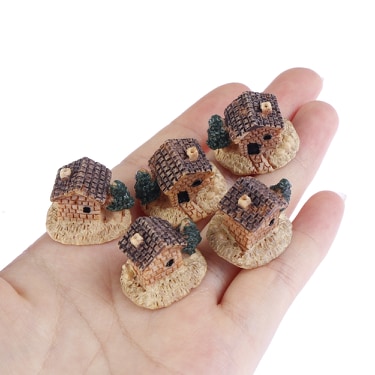 Bộ 5 ngôi nhà mini trang trí tiểu cảnh.