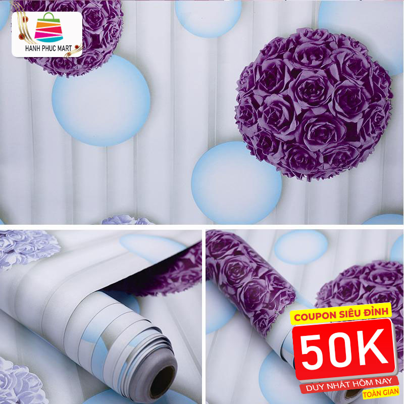 5M Giấy Dán Tường - Decal dán tường Hoa Hồng - Có sẵn keo-HPMWallpaper