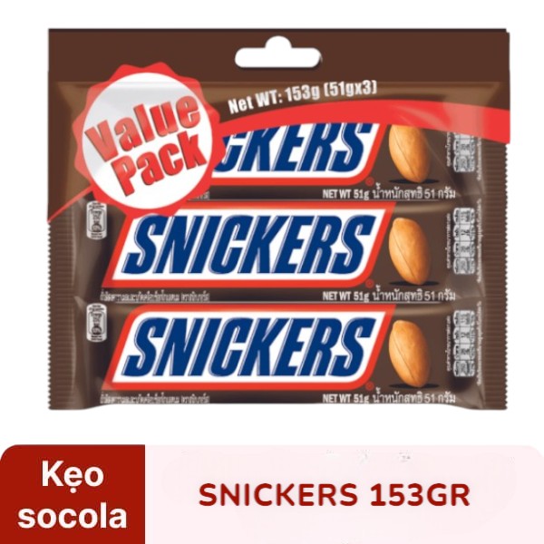 KẸO SOCOLA SNICKERS 3 THANH GÓI 153GR- 11198