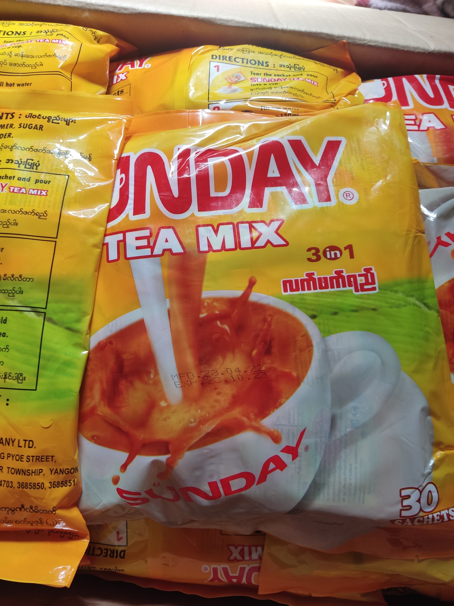 Trà sữa Sunday Teamix Myanmar 750g (gồm 30gói x 25g)