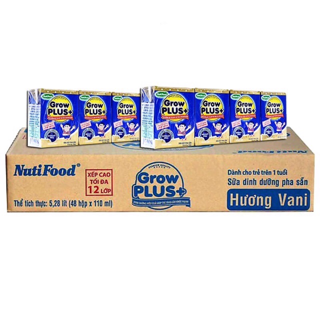 Thùng 48 Hộp SBPS NutiFood Grow Plus+ biếng ăn 110ml (xanh)