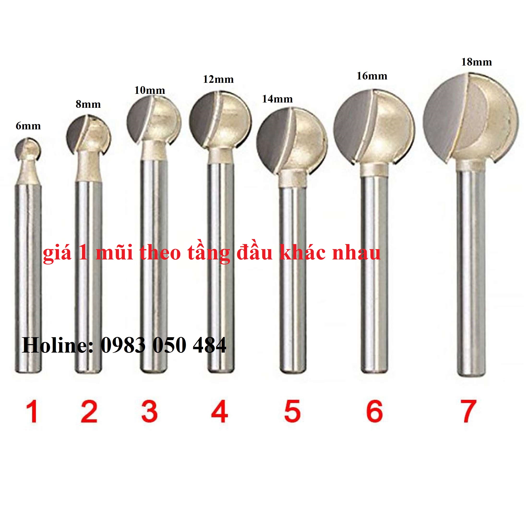Mũi phay gỗ quả đào - mũi phá gỗ trục 6mm