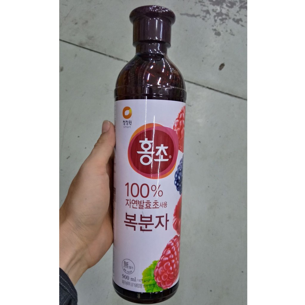 Giấm Uống Giúp Giảm Cân Vị Mâm Xôi, Dấm Mâm Xôi Hàn Quốc 900ml - 홍초 복분자
