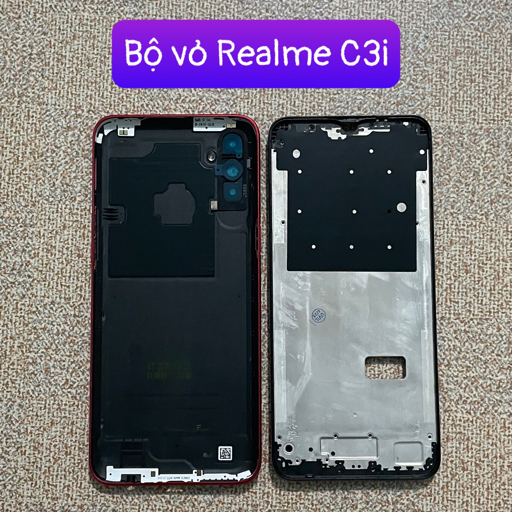 bộ xương vỏ Realme C3i (kèm cụm kính camera)