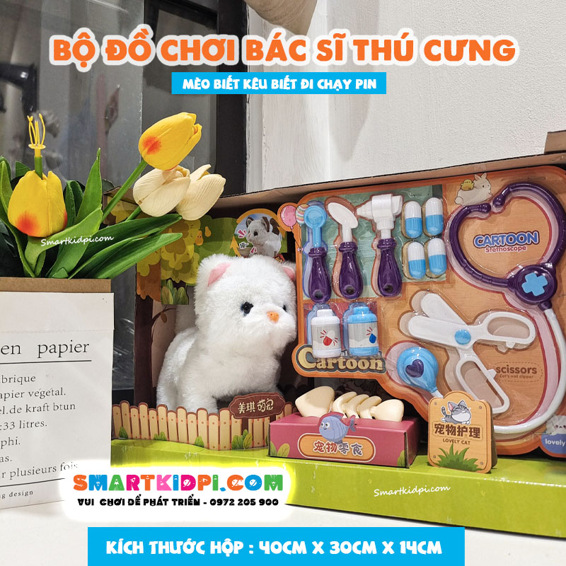 Đồ chơi bác sĩ thú cưng - mèo máy biết đi và kêu