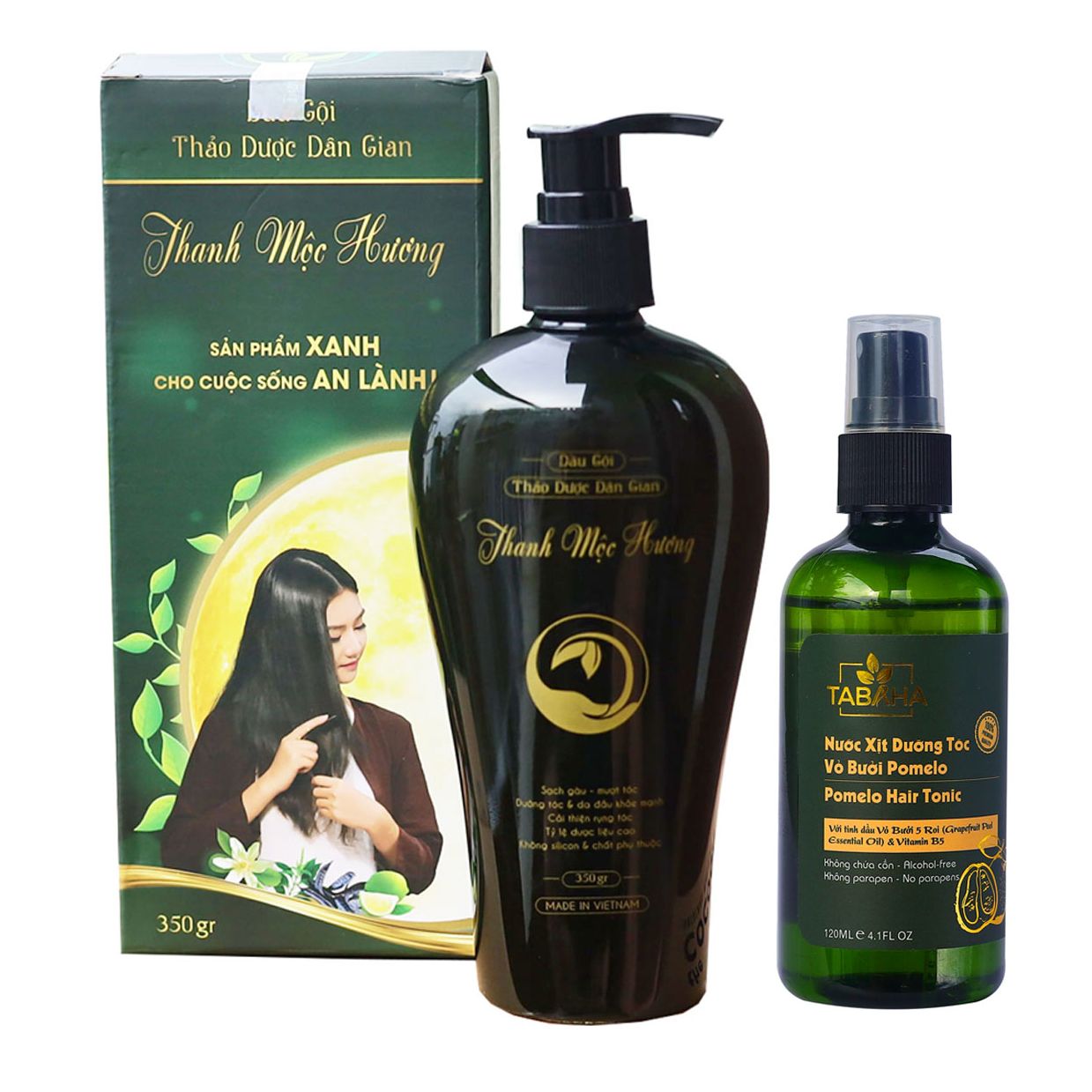 Combo dầu gội Thanh mộc hương 350ml và Xịt dưỡng tóc tinh dầu bưởi Tabaha 120ml Ngăn rụng tóc cho mẹ sau sinh