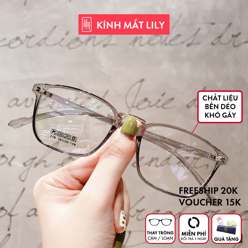 Giá bán Kính mắt Lily Eyewear Nam nữ Mắt kính vuông Giả cận dễ đeo màu sắc thời trang 210