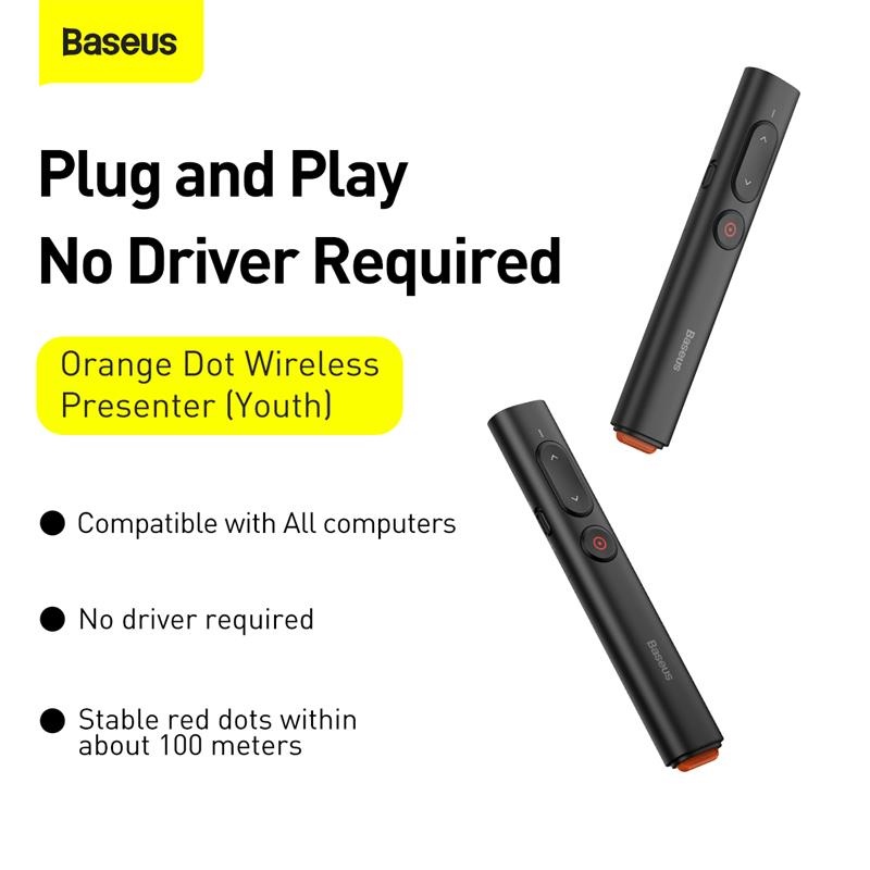 Bút trình chiếu thông minh Baseus Orange Dot PPT Wireless Presenter cho Macbook/Windows/ Androi