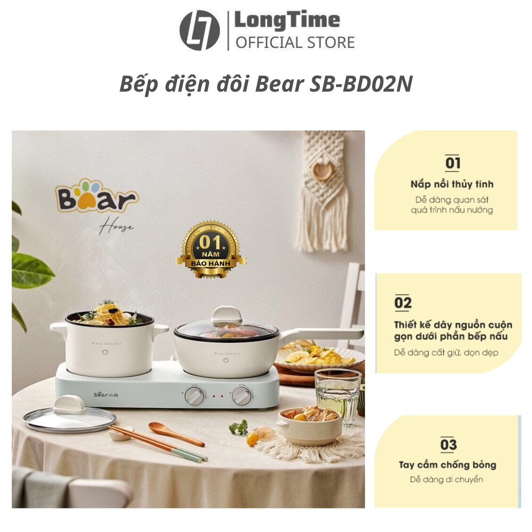 Sb-bd02n electric double bear stove with multi-function pan stainless steel quick-access, cost-saving, easy to clean-authentic-12 months warranty