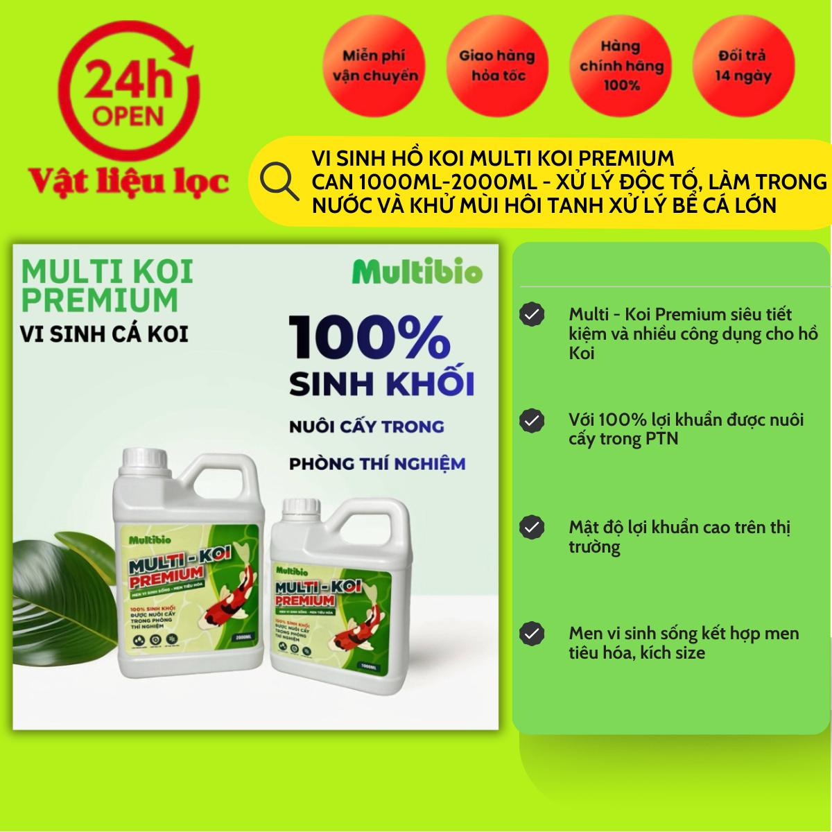 Men Vi sinh dành cho hồ koi bể cá Koi Multi Koi Premium