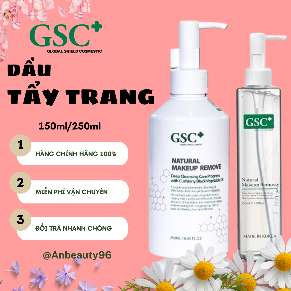 [Chính hãng]  Dầu tẩy trang GSC+ Natural Makeup Remove 250ml