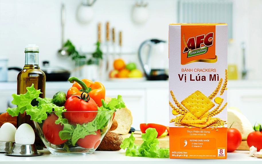 Bánh cracker dinh dưỡng AFC vị lúa mì hộp 200g