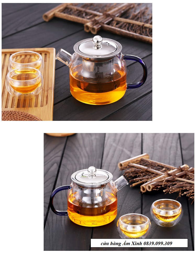 Bình thủy tinh pha trà có lưới lọc dung tích 400 ml