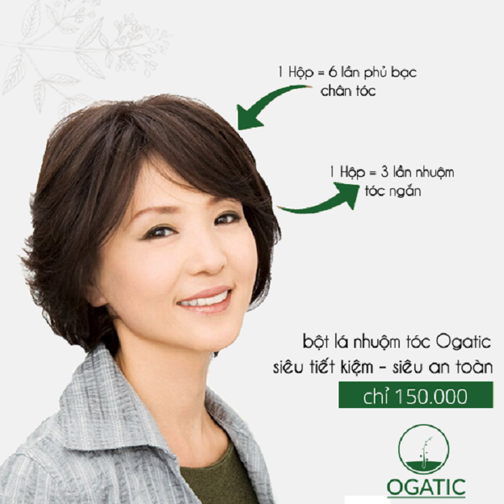 [HCM]Bột lá nhuộm tóc thảo dược Ogatic các màu (ĐEN, NÂU, NÂU ĐỎ, XANH ĐEN) - 50G/HỘP