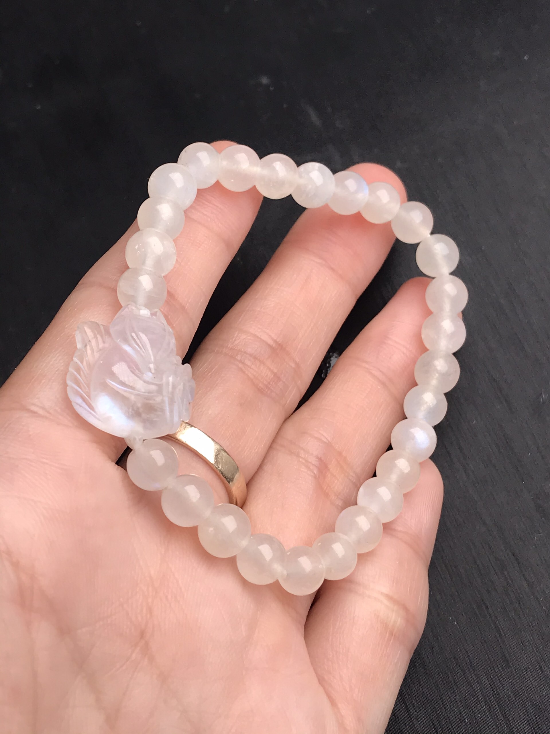 [FreeshipMAX] Vòng tay đá mặt trăng moonstone mix hồ ly 6mm